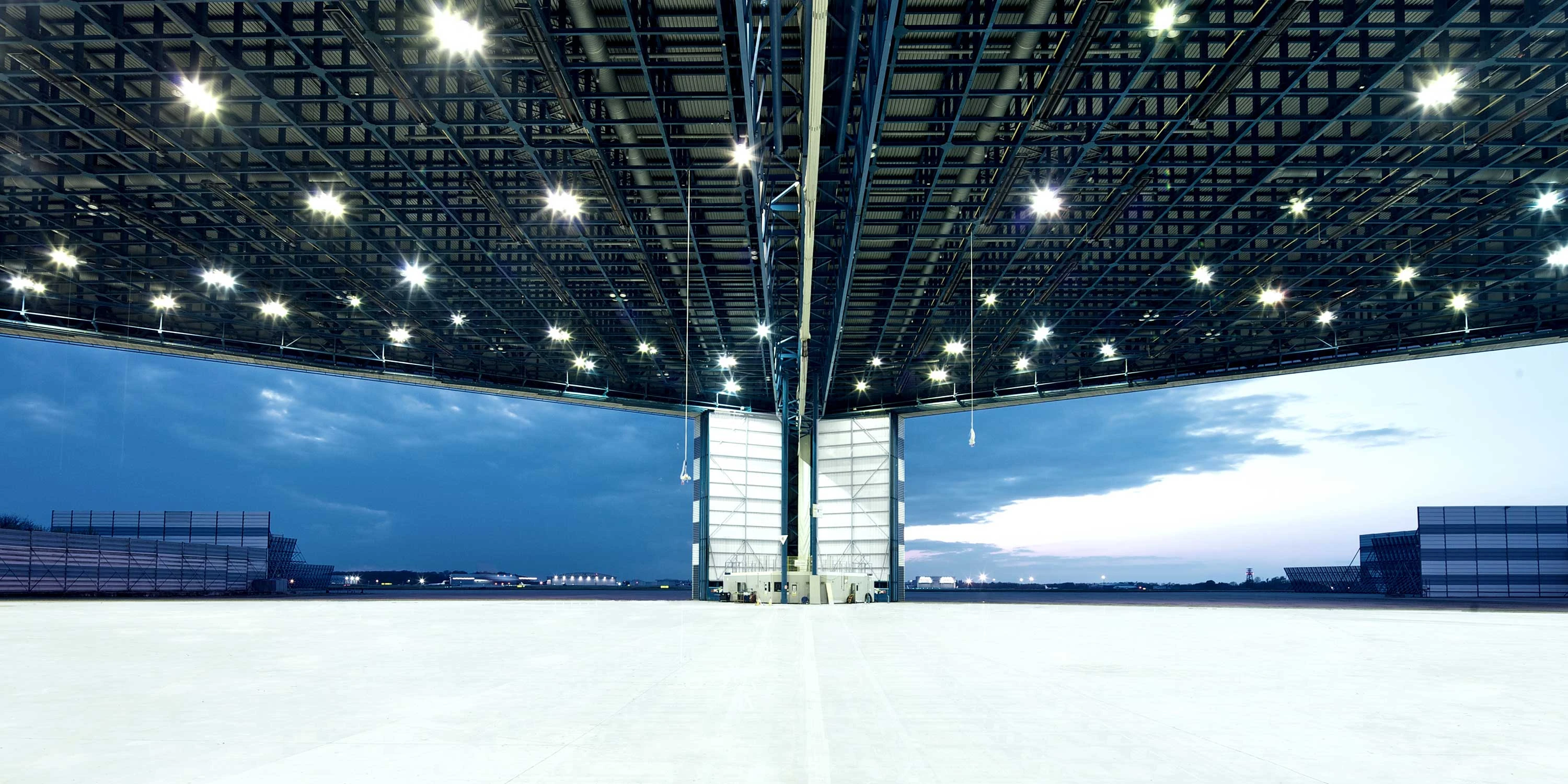 Inside the hanger at stansted airport.